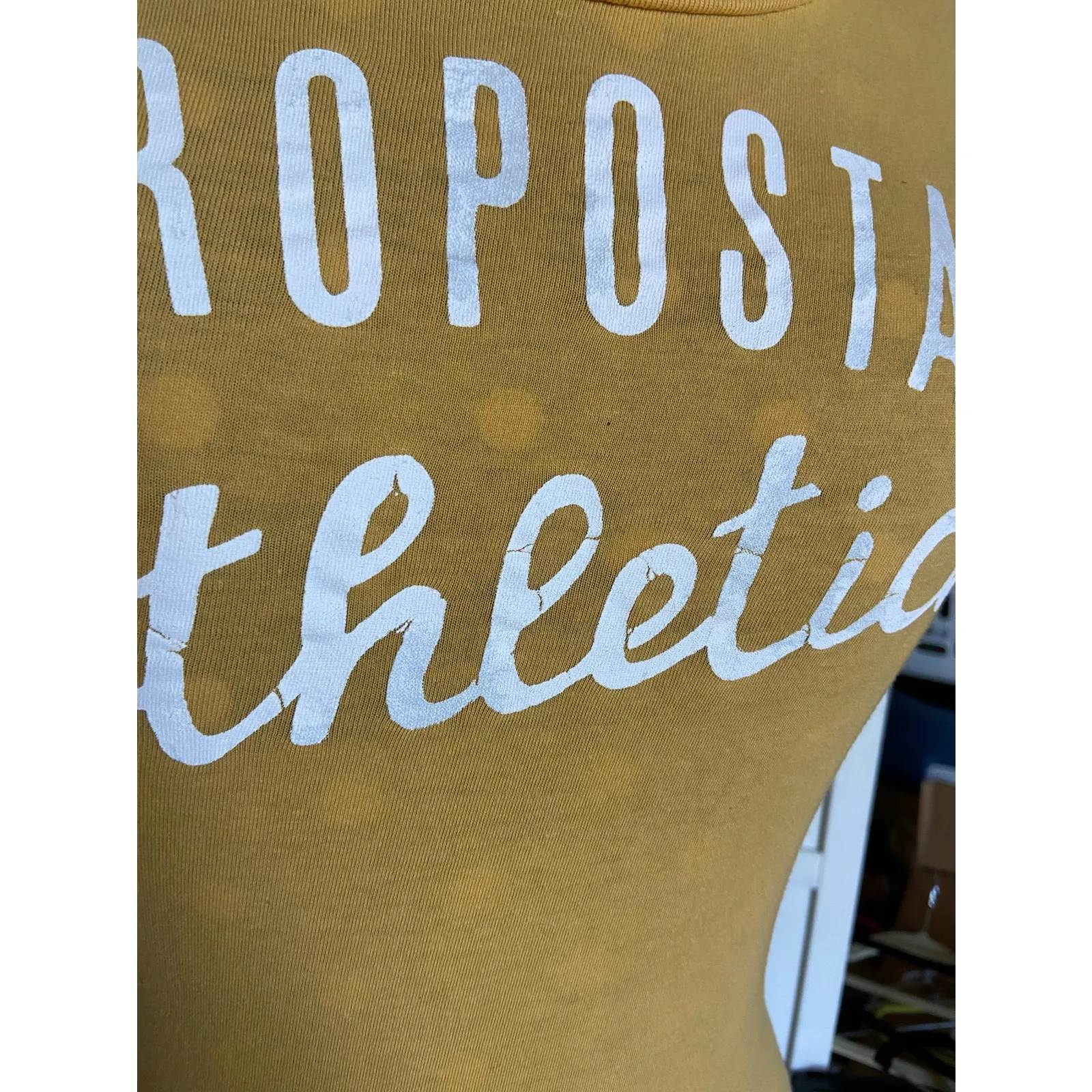 Aeropostale Womens Tee Size Small Athletics‎ Slim Fit Yellow Short Sleeves Shirt - Image 3