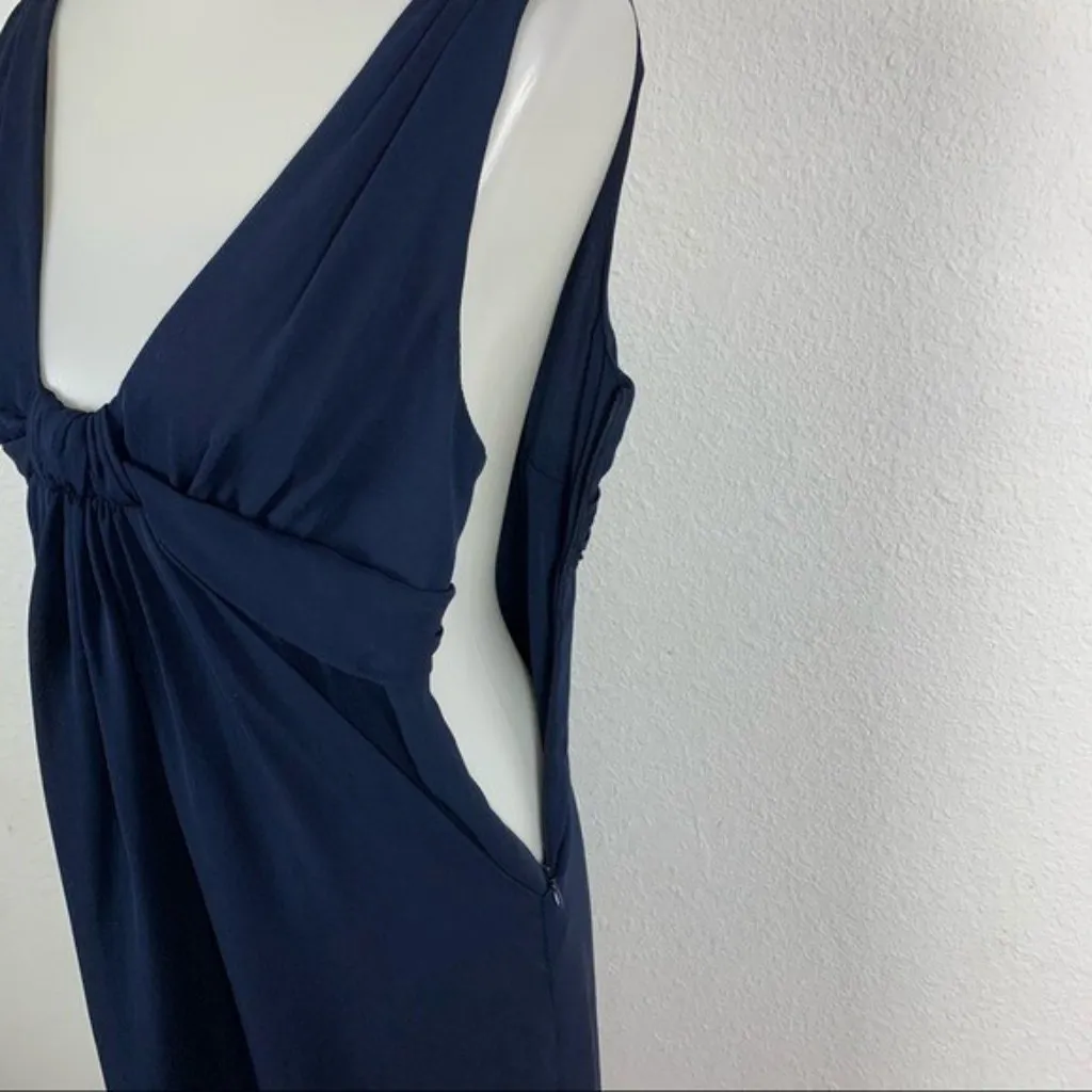 Graham And Spencer 100% Silk Deep‎ V Neck Cocktail Party Dress Small Made In USA Blue - Image 7