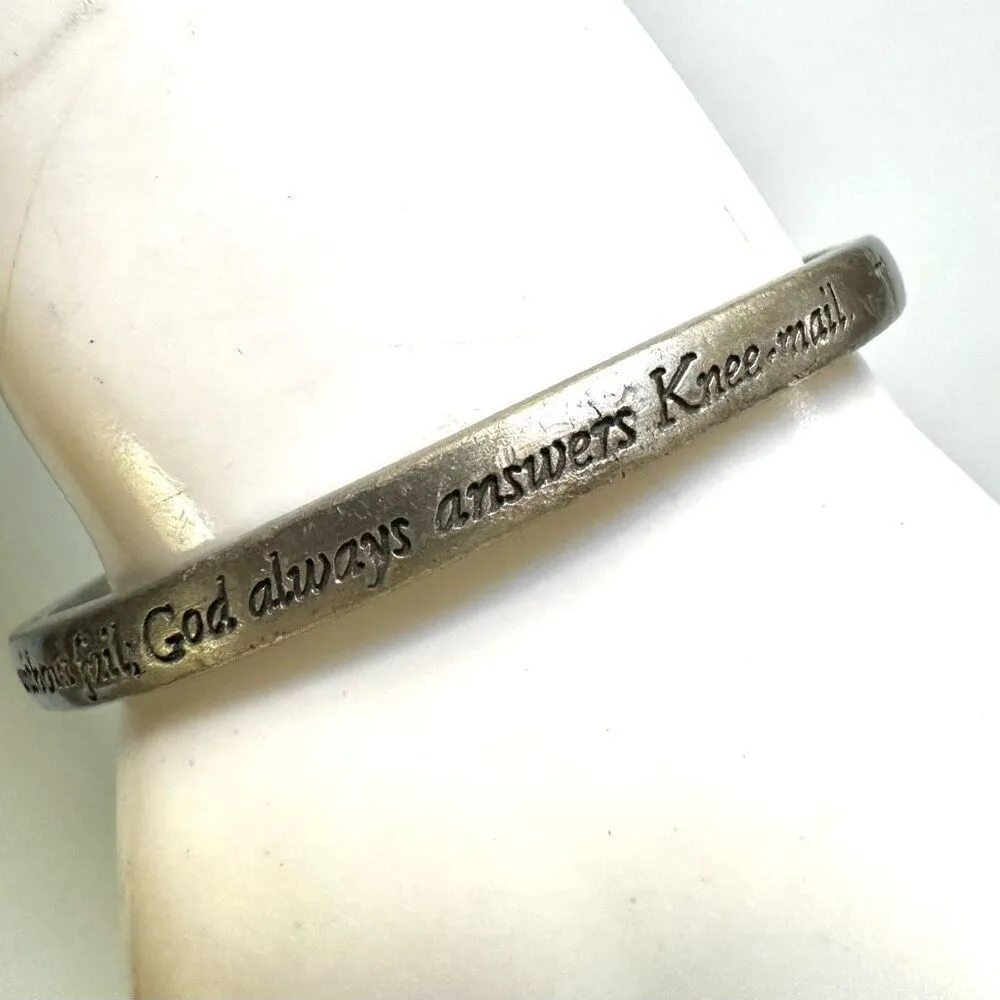 Silver tone inspirational religious bangle bracelet - Image 8