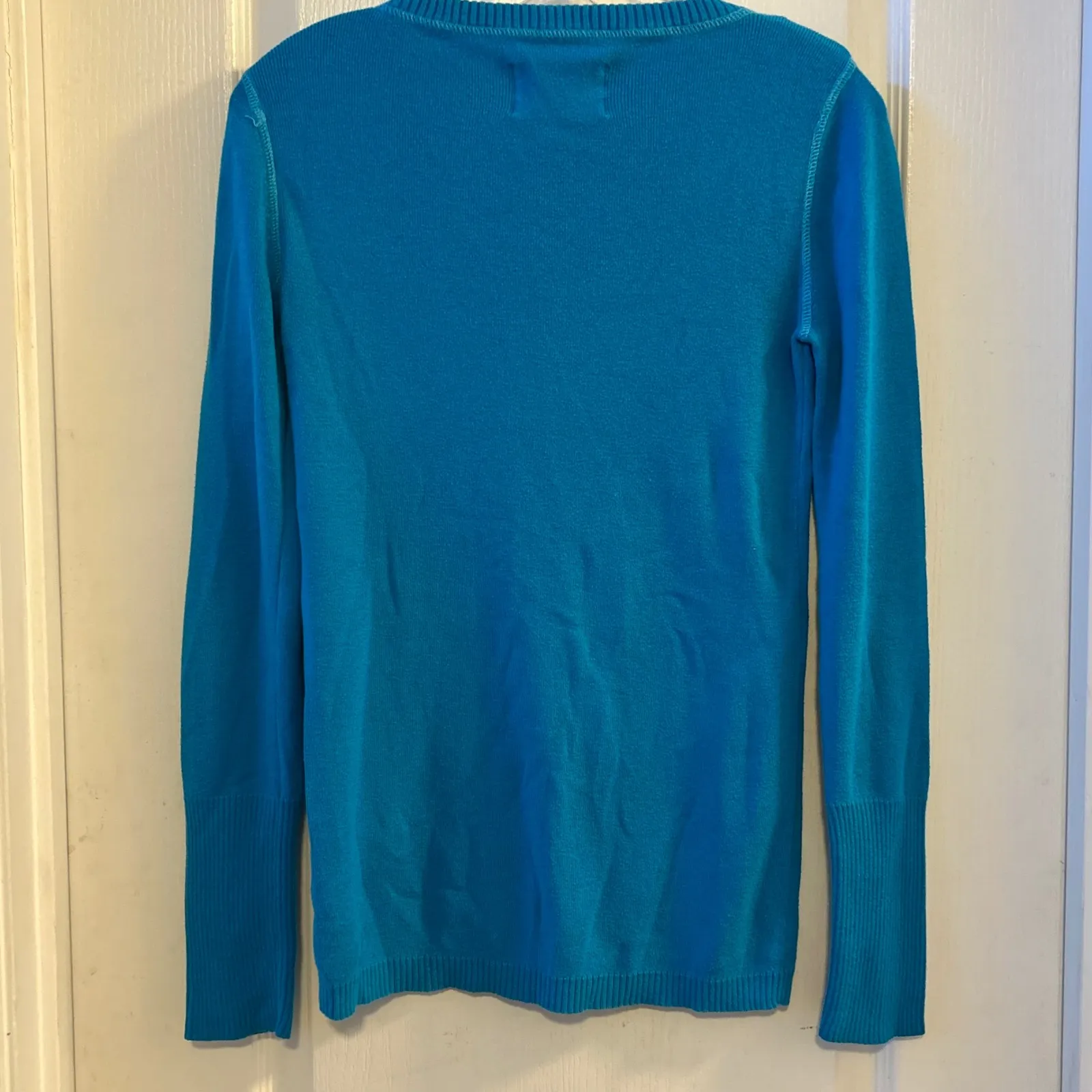 Aeropostale Teal Blue Long Sleeve Henley Shirt Womens L G Button Up Top - Image 2