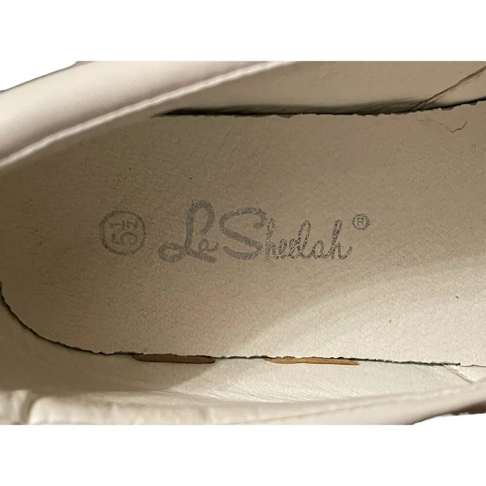 La Sheelah Slip On Shoes White Silver Tone Studs Size 5.5 Studded Sneakers - Image 4