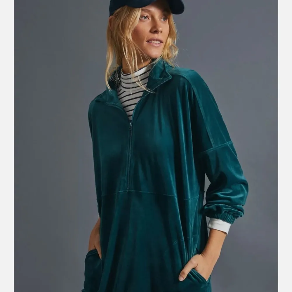 Anthropologie Saturday Sunday Rosalind Velvet Tunic Dress Teal Green Oversized​ - Image 4