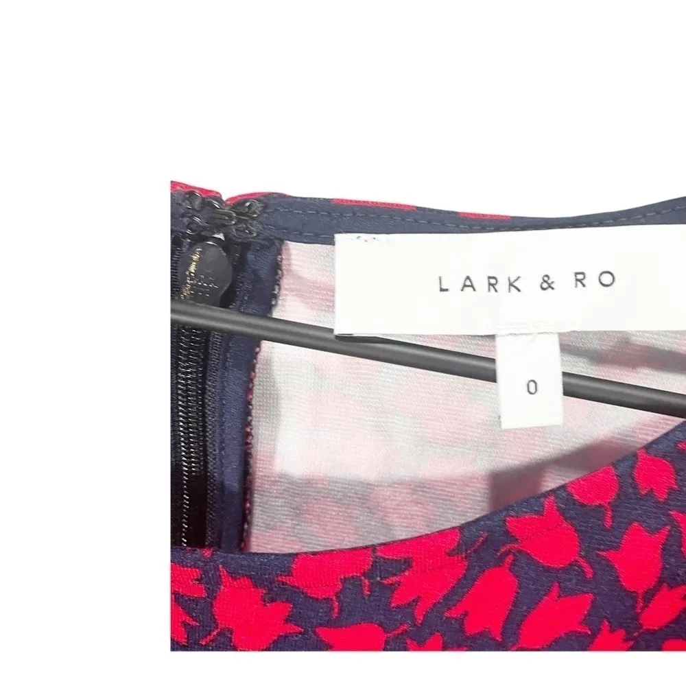 Lark & Ro Red Floral Ruffle Sleeve Fit/Flare Dress Blue Size 0 - Image 5