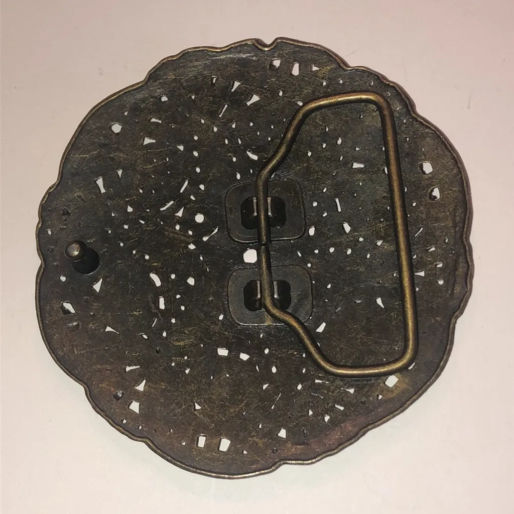 Vintage Brass Tone Round Boho Belt Buckle - Image 4