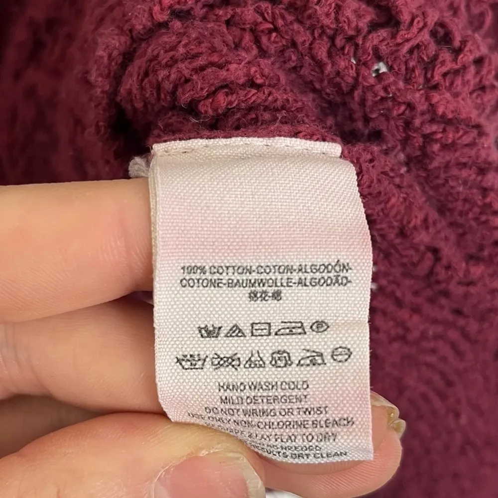 Burgundy Red Free People Distressed Hem Scoop Neck Sweater Size S - Image 6