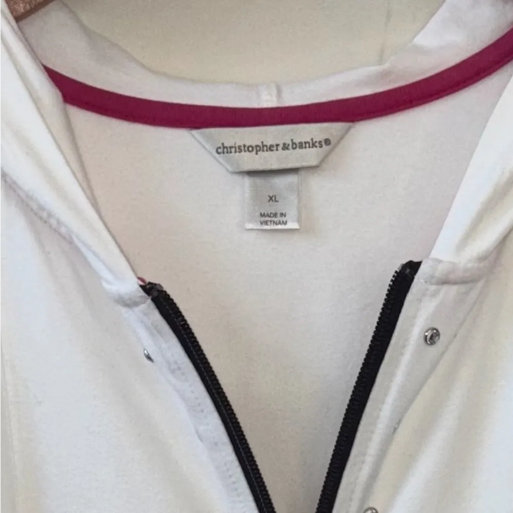 Christopher and Banks Activewear Lightweight Zip-Up White Jacket Size XL - Image 4