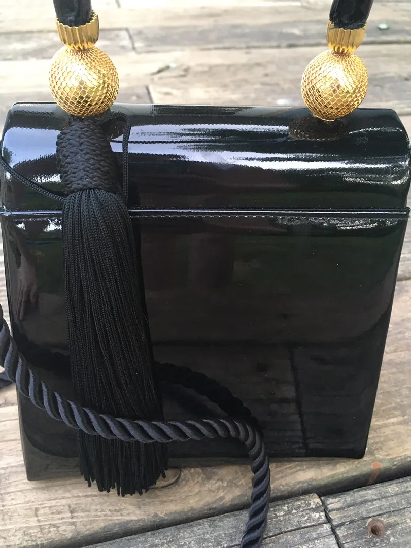 Classy Black Shine Rectangular Bag - Image 2