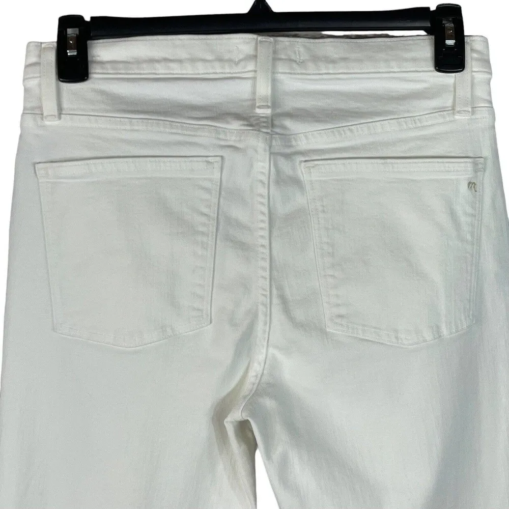 Madewell SZ 31 9" High-Rise Skinny Jeans Zip-Fly Stretch Pocket Distressed White - Image 5