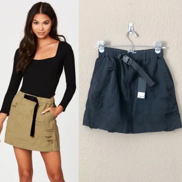 NWT Carmar Buckle distressed Skirt in black - Image 2