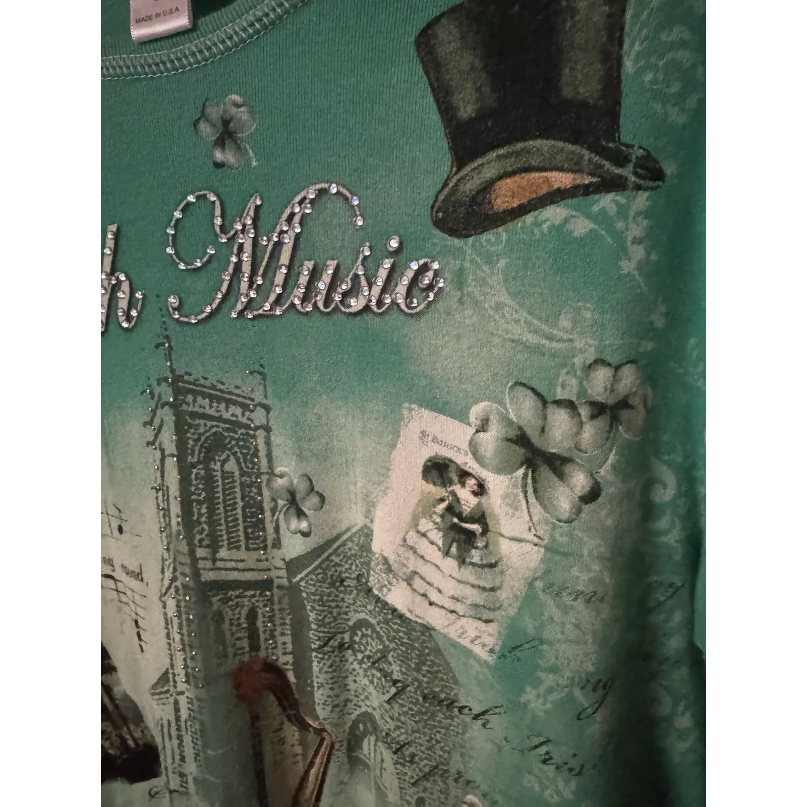 Christopher & Banks Women's Size L Irish Theme Cotton 3/4 Sleeve Cotton Shirt - Image 7