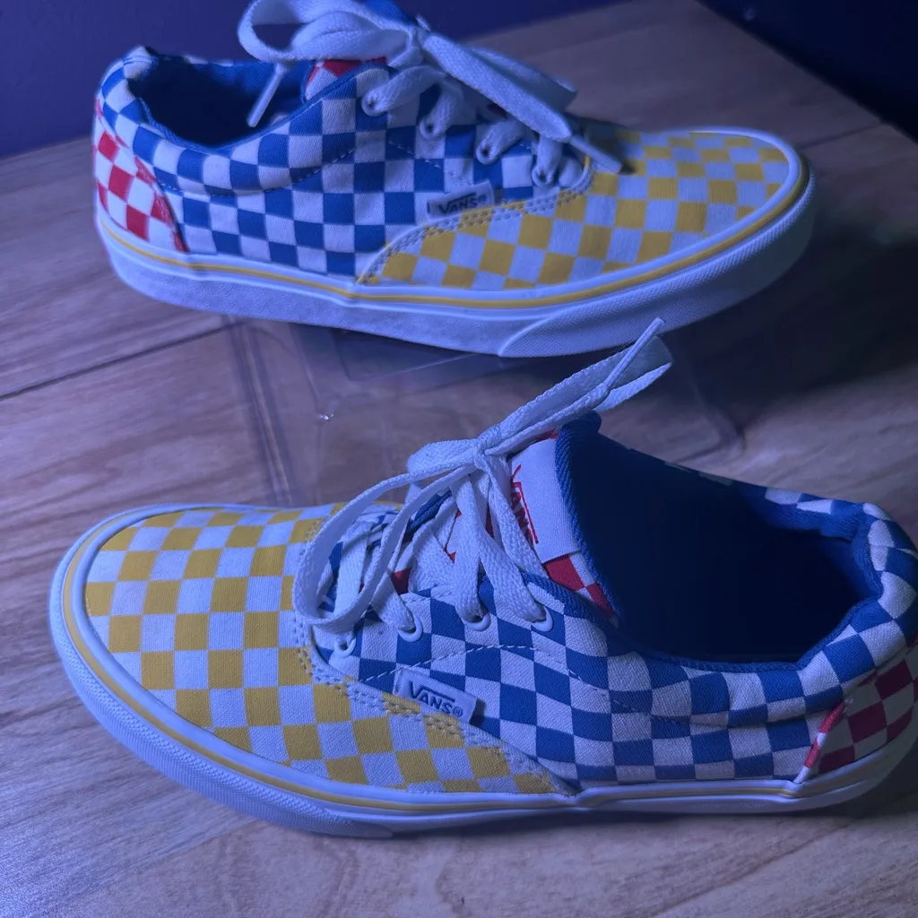 Vans Blue and Yellow Checkered Sneakers - Image 3