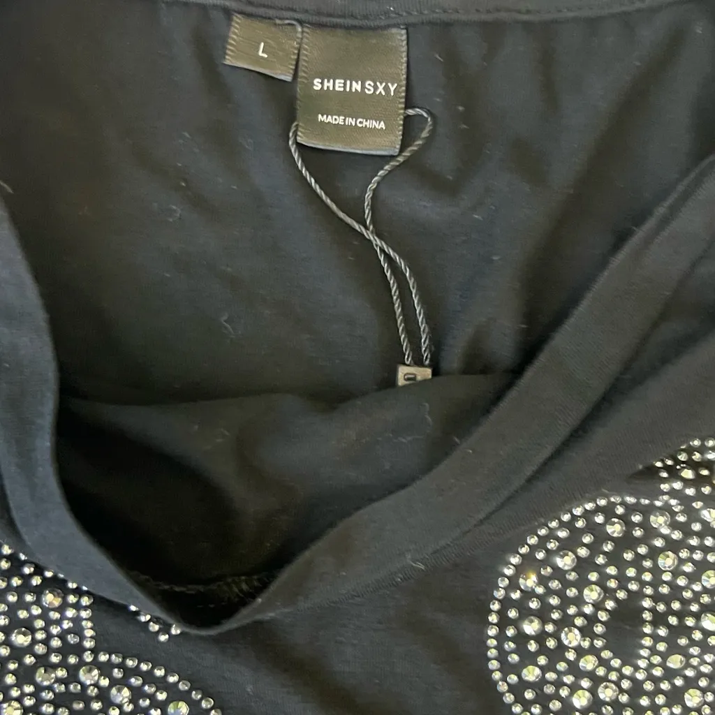 SHEIN Black Rhinestone Dollar Blouse - Image 4