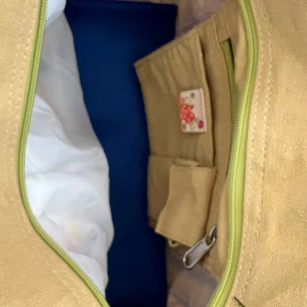 Colorful Embroidered Tote Bag Kate McRostie Garden Tote Pool Beach Shopping Yellow - Image 4