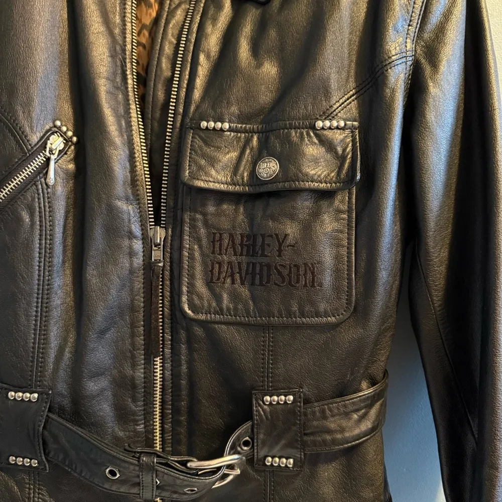 Harley Davidson Women’s Black Leather Biker Riding Jacket - Image 6