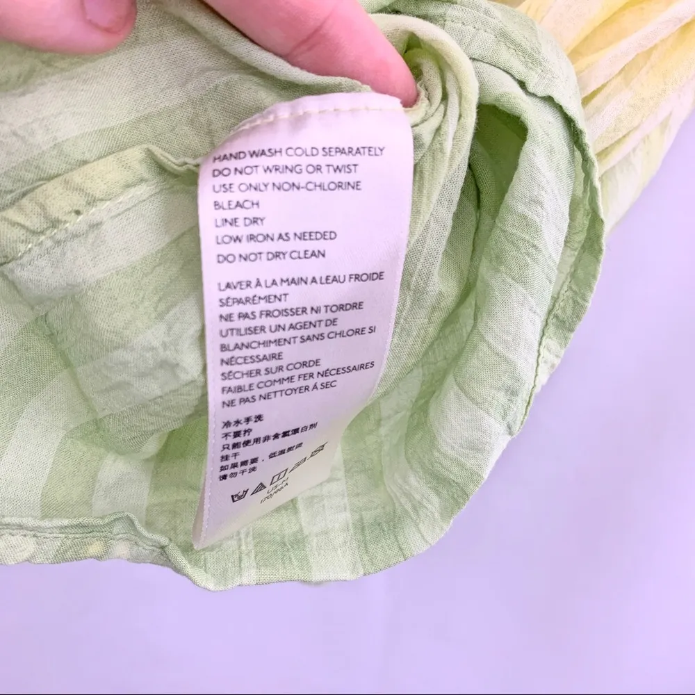 Free People yellow green ombré smocked top med new - Image 7