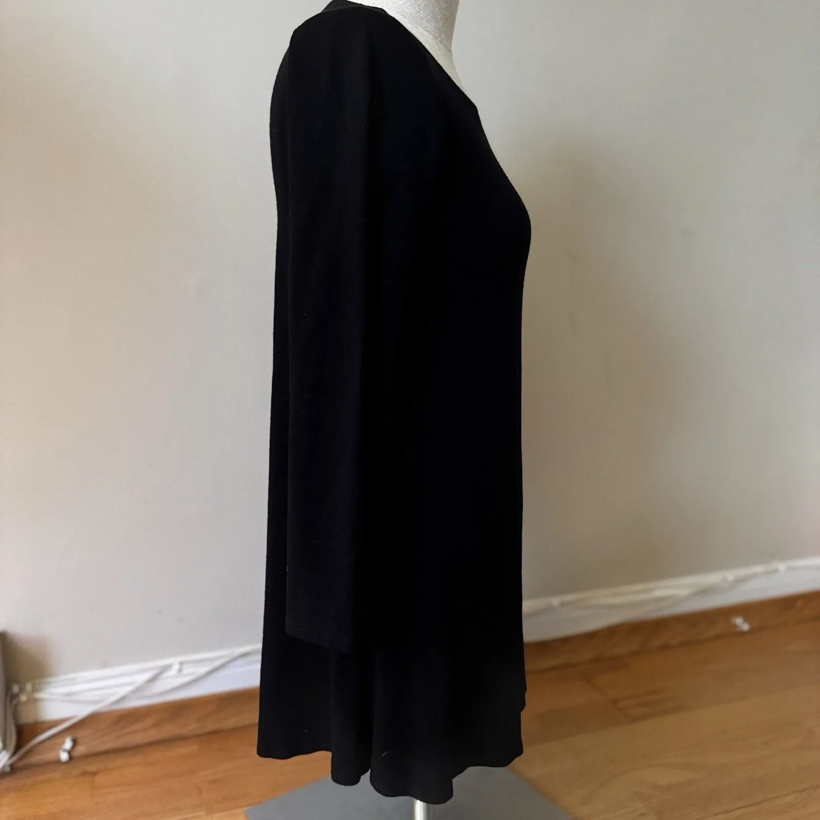 Eileen Fisher Petite 3/4 Sleeve Viscose Blend Tunic Swing Dress Black PP/PTP EUC - Image 4