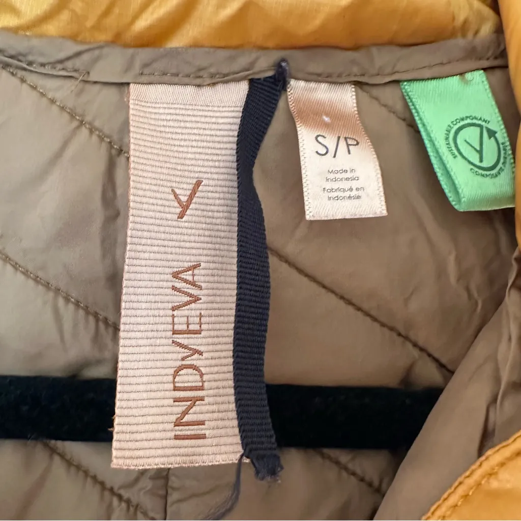Indyeva Mantar Quilted Filled Zip Hooded Jacket Womens Small Golden Yellow - Image 5