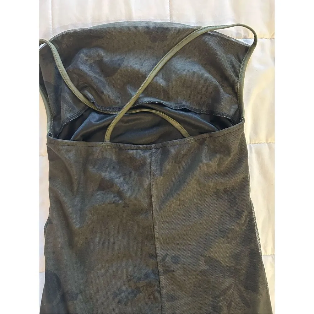 NEW Green Formal Semi Formal Backless Sheer Maxi Dress S Red - Image 3