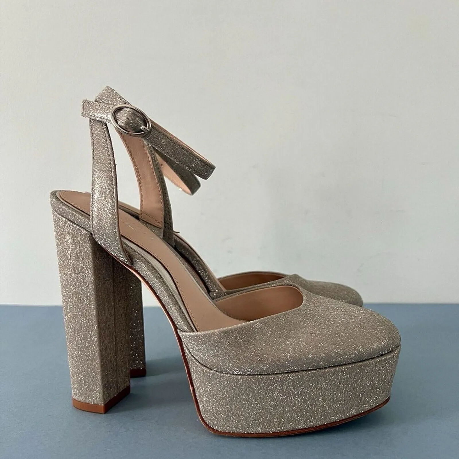 Antonio‎ Melani x Born on Fifth Liv Metallic Glitter Closed Toe Platform Heels - Image 4