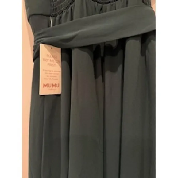 NWT Mumu Bridesmaid Dress Emerald Green Maxi Smocked Bodice Sleeveless Medium‎ - Image 5