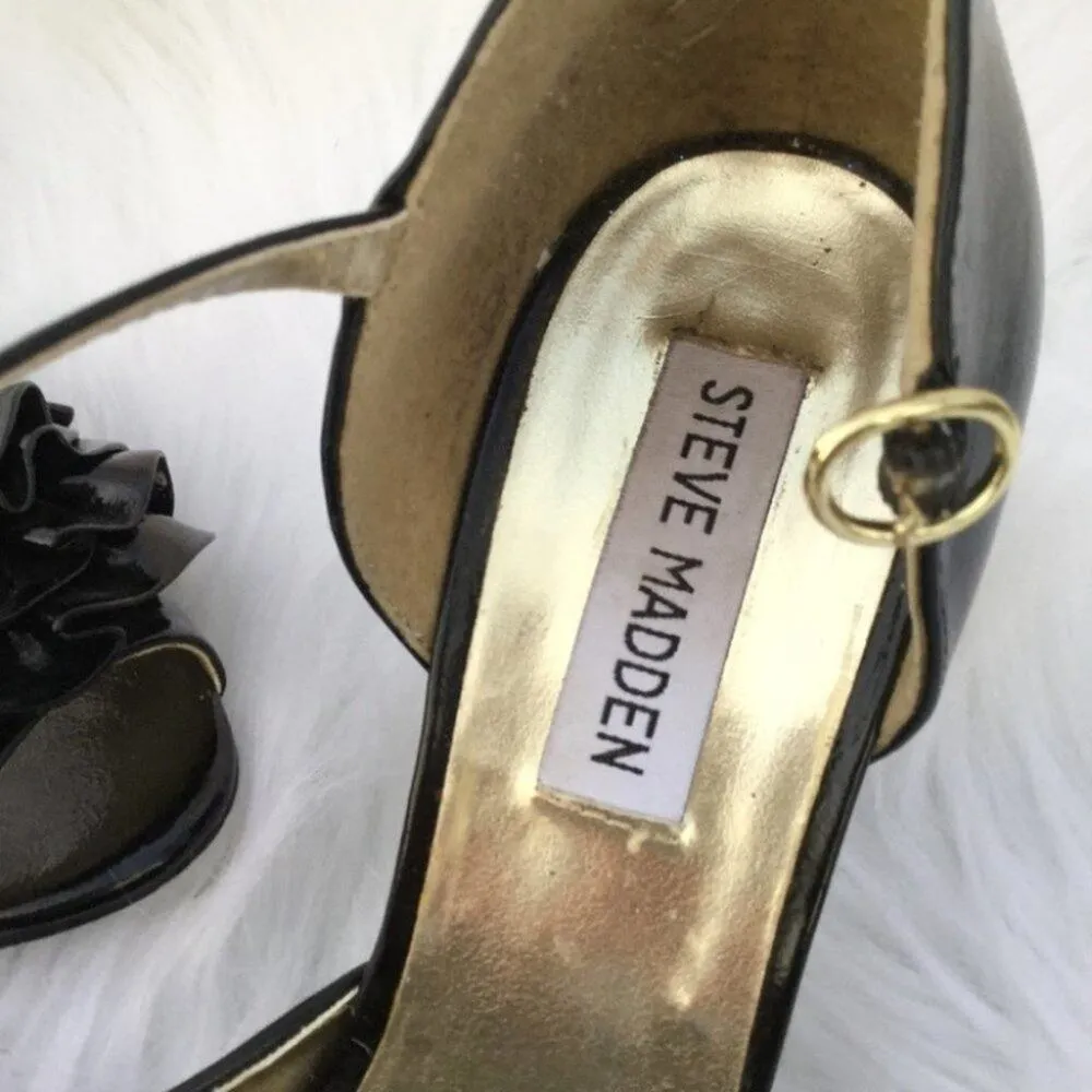 Steve Madden Talisa Black Ruffle Heels Size 7.5 - Image 3