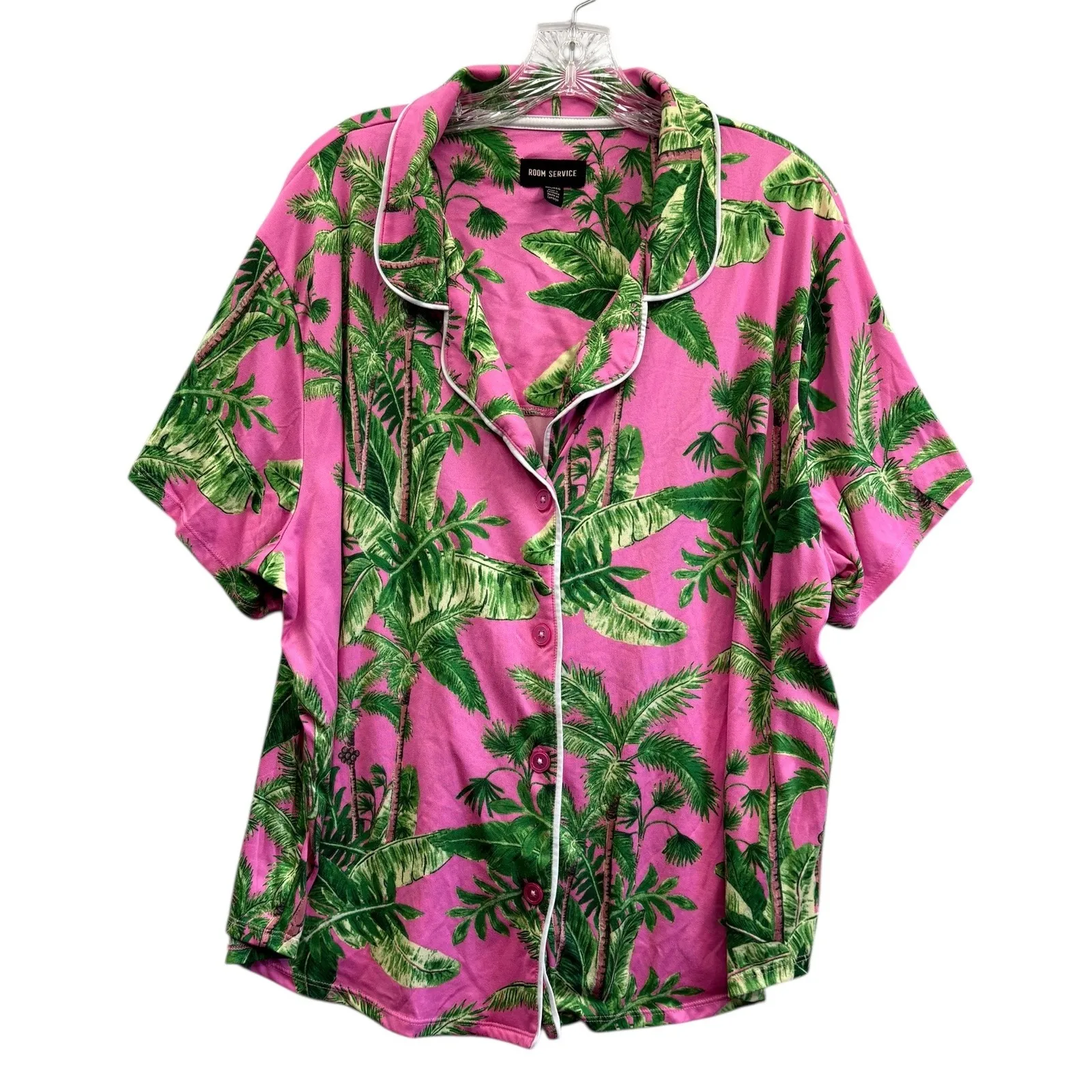 Room Service Women's Pink Palm Tree Pajama Set Loungewear XX Large Size XXL - Image 2