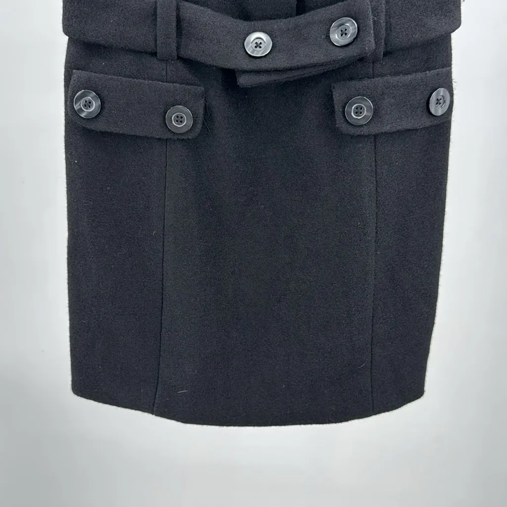 Vesade NY Size 4 Royal Black Wool Blend Dress Chic Mod Button Details flower - Image 10