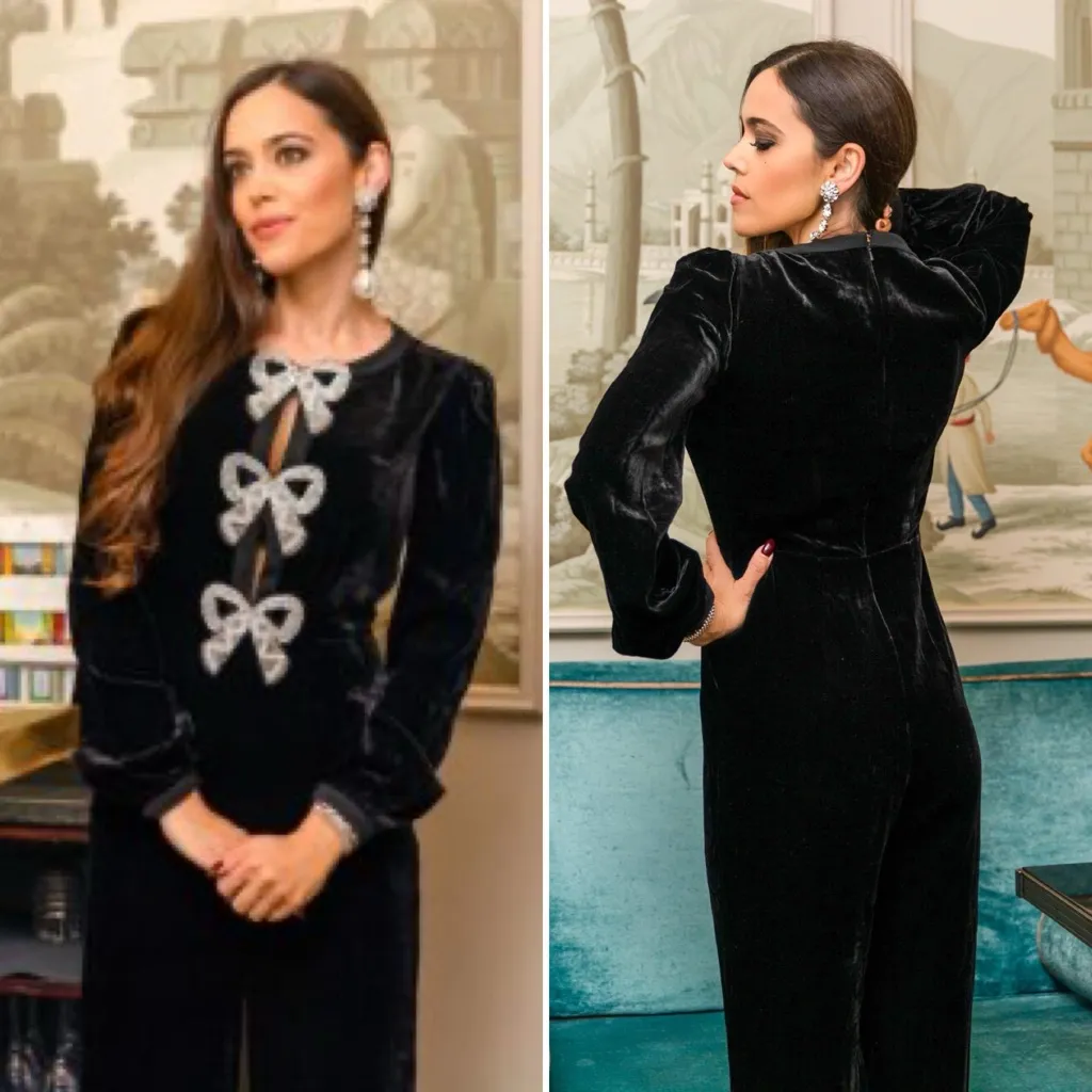 Saloni Camille Black Velvet Bow Embellished Jumpsuit Size 0 NWOT - Image 16