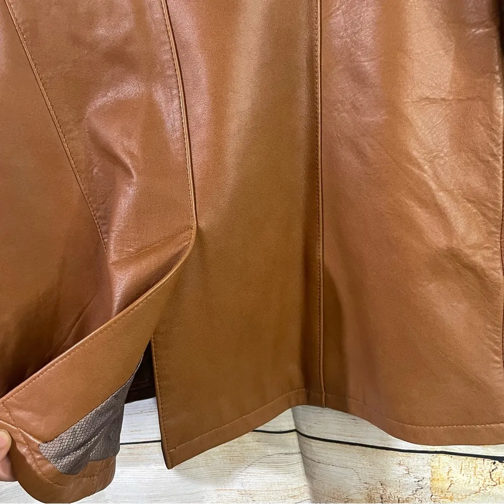 Vtg Anthro Isabella Bird genuine leather brown jacket women Size 6 - Image 8