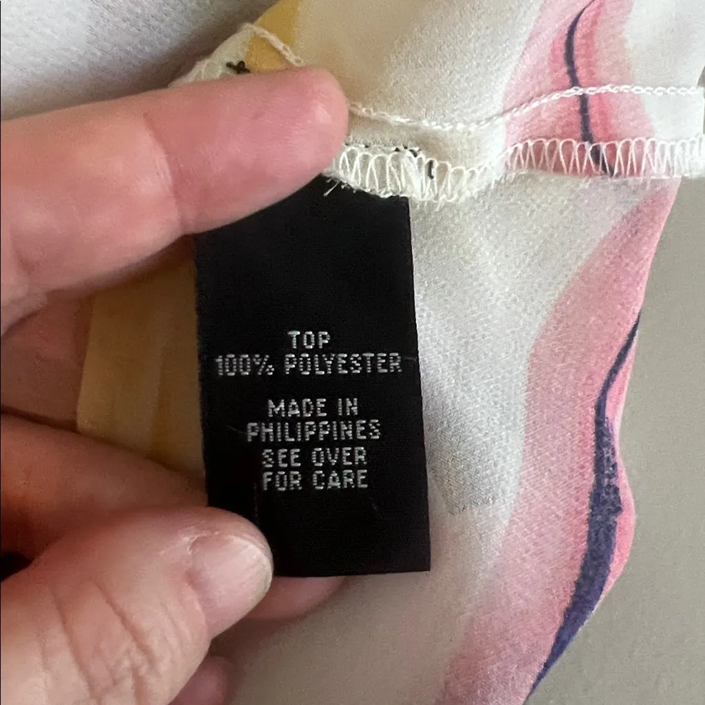 A Byers Watercolor Tie Front Sheet Blouse Multicolor Size Medium - Image 6