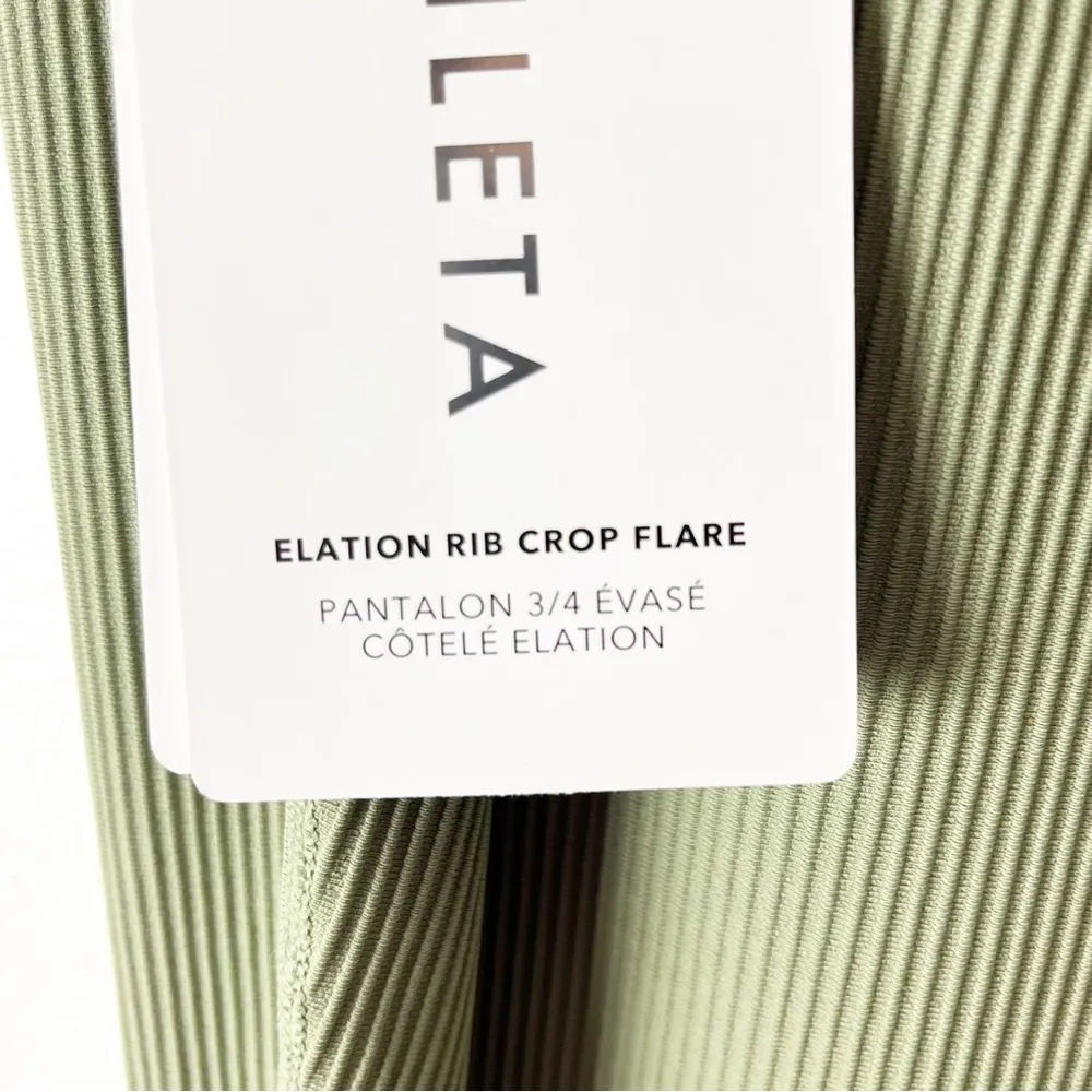 ATHLETA Elation Rib Crop Flare High Rise Green Athleisure Pants, Size 3X - Image 4