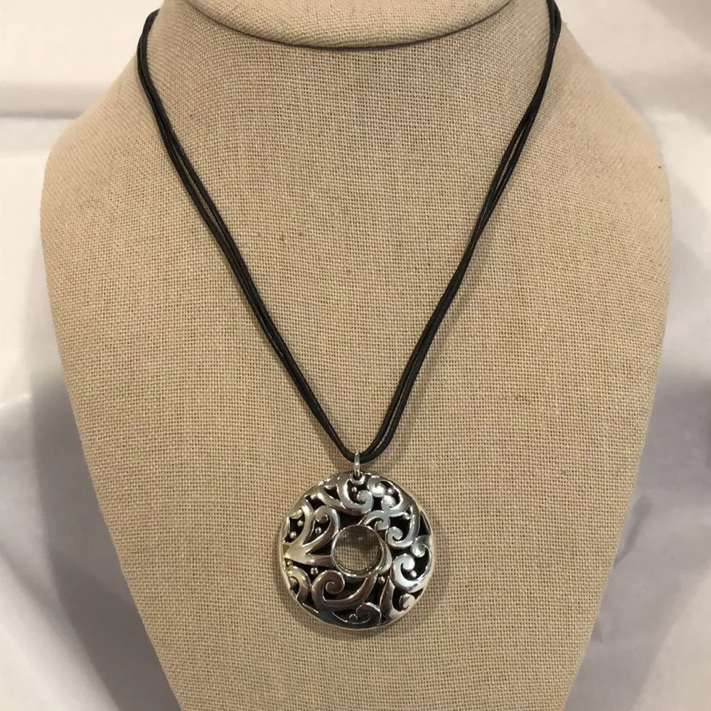 BARSE Sterling Silver Round Filigree Scroll Cutout Double Cord w Extension NWOT - Image 14