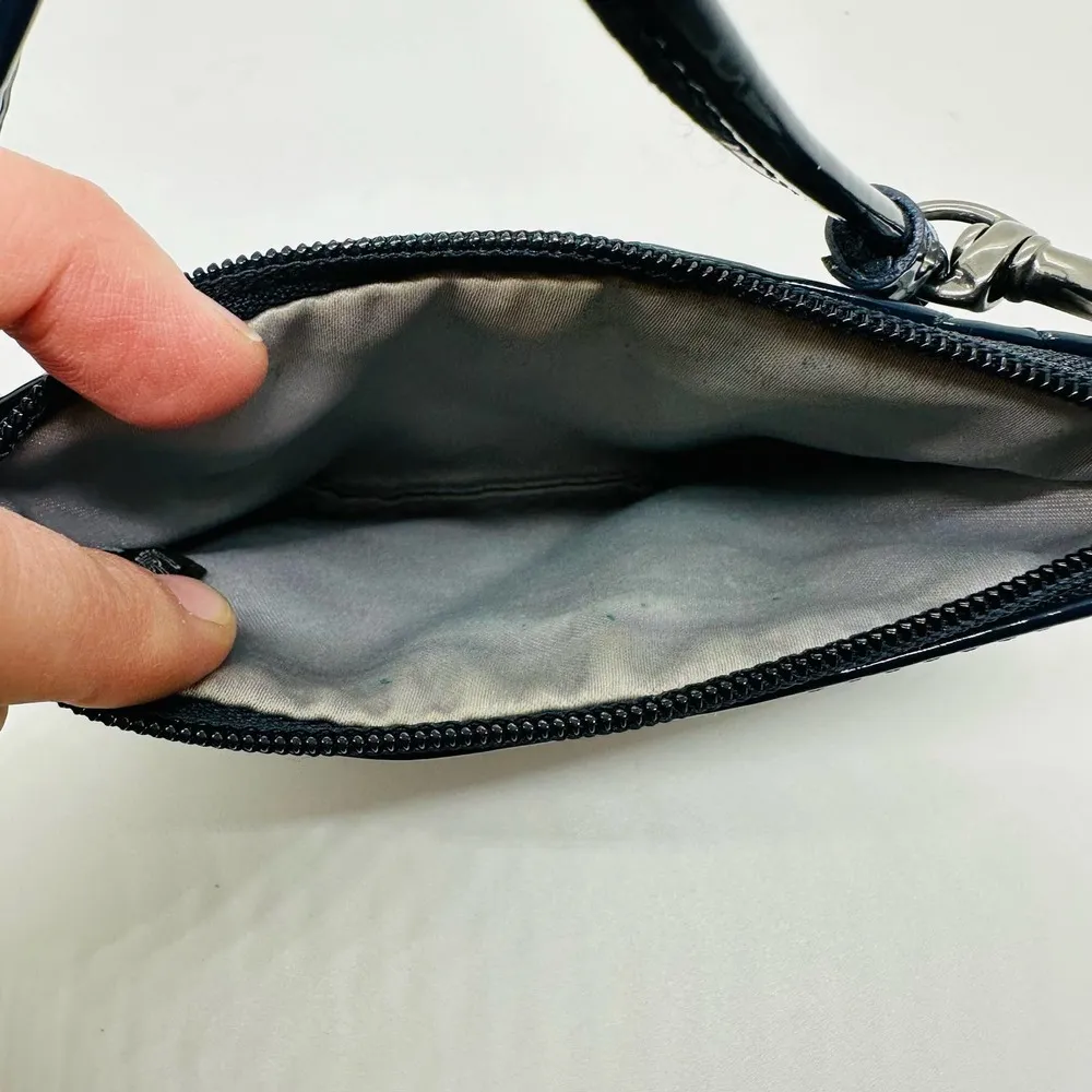 Coach Women's Dark Blue Poppy Patent Leather Coin Wristlet Purse - Image 7