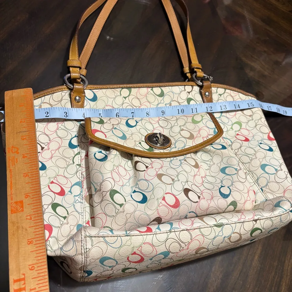 COACH Chelsea Leah Tote Zip Bag C1077-F15140 Multicolor Signature “C” Handbag - Image 13