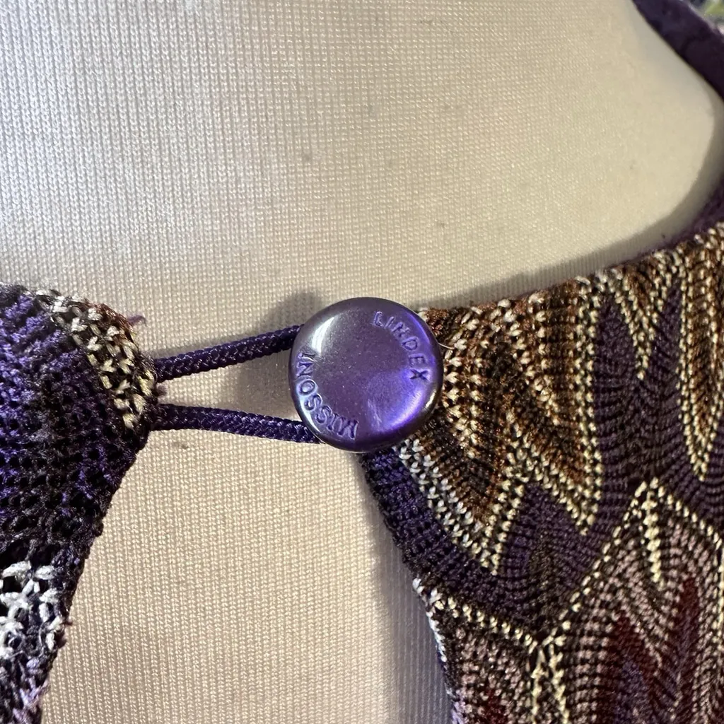 Missoni Lindex Purple Knit Dress Sleeveless Mini Knee 42 US 6 Lined Zig Zag - Image 10