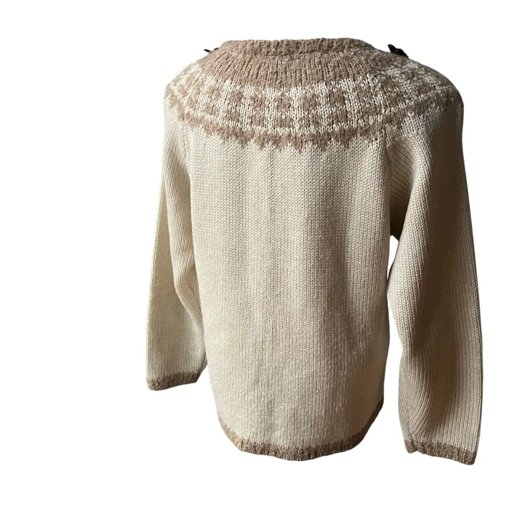 Vintage ApAlettA (high end Japanese brand) Fair Isle Button Down Sweater. Brown Size M - Image 4