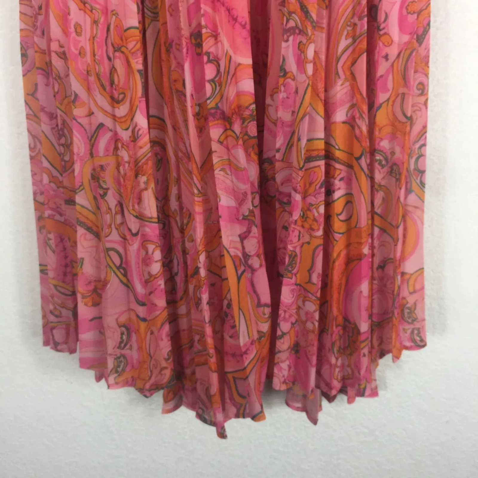 Delfi Collective Lilah Midi Skirt Size Medium Pink Paisley Pleated Boho Y2K - Image 9