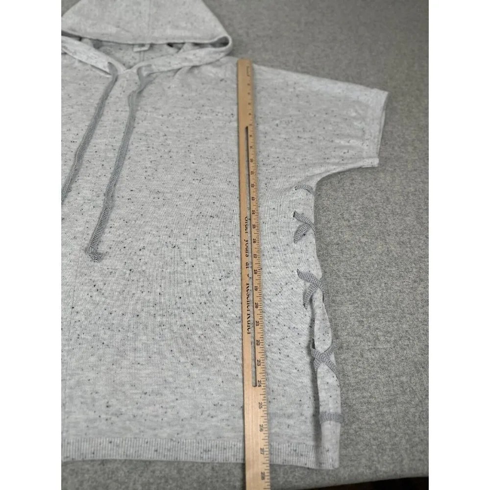 Cabi Small Womens Sweater Hooded Oversized Gray Long Dolman Short Sleeve - Image 15