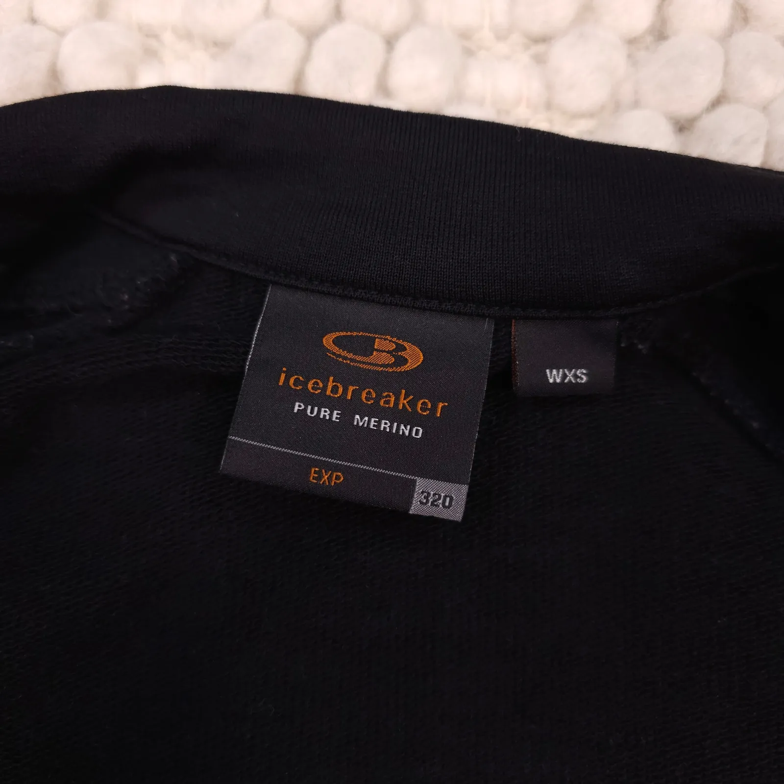 Icebreaker EXP 320 Women's Merino Wool Full Zip Jacket Sz Extra Small Black - Image 6