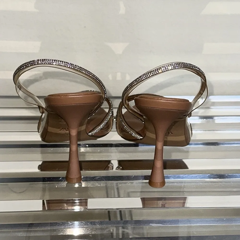 Gorgeous ZARA Rhinestone Vinyl High Heels - Image 5