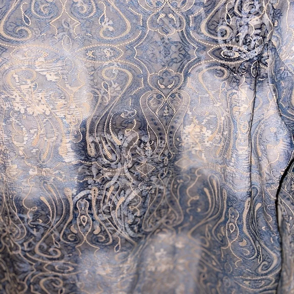 Rebecca Malone blue color block jacket with pink paisley-like embroidered detail - Image 11