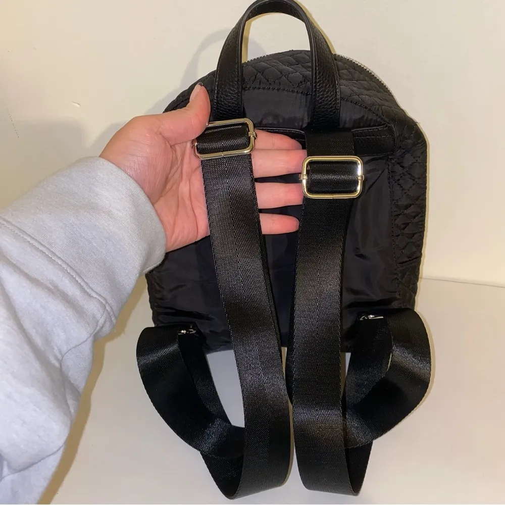 Mini Quilted Backpack Black Nylon with Adjustable straps - Image 14