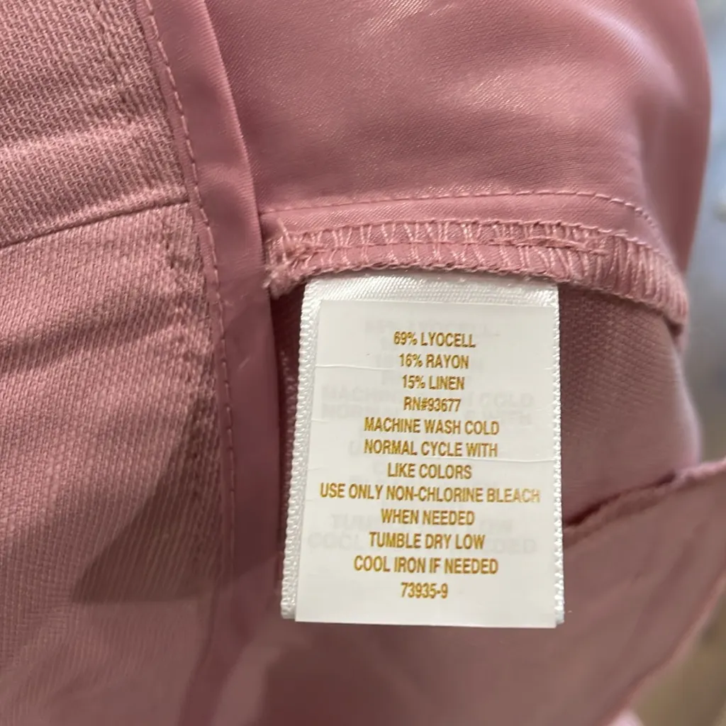 Ryegrass Wide Leg High Rise Cropped Pants Pleated Size 8 NWOT Linen Blend Pink - Image 12