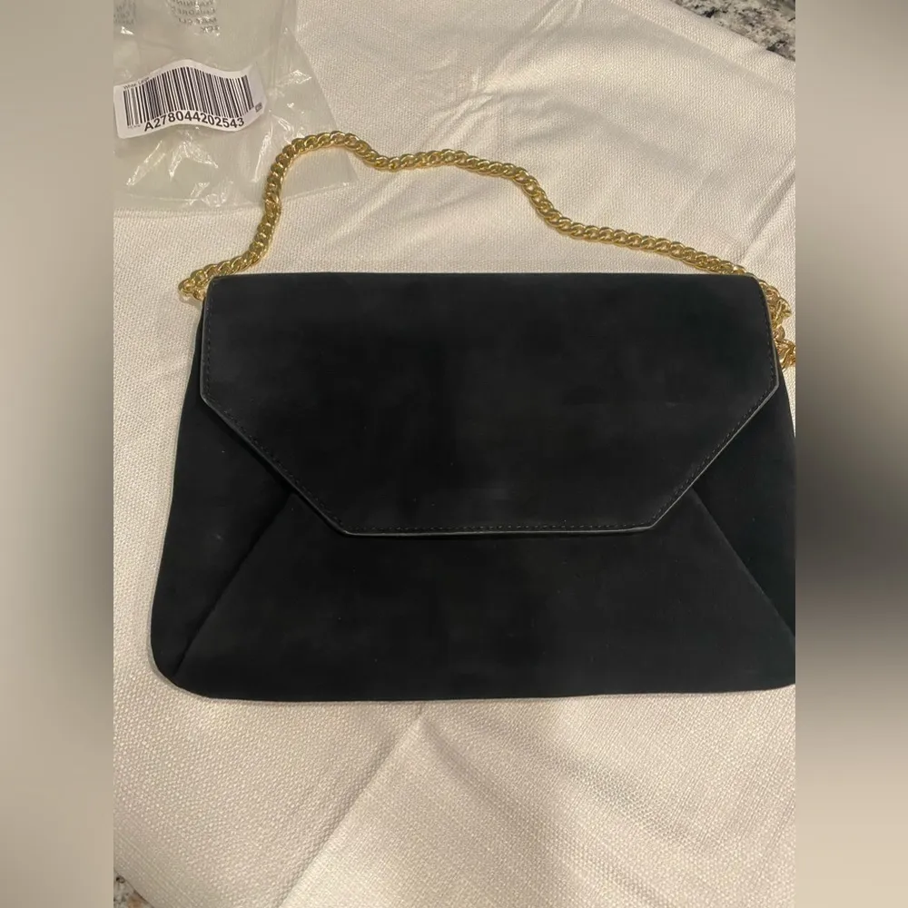 New Ann Taylor Black Genuine Suede Leather Purse Gold - Image 5