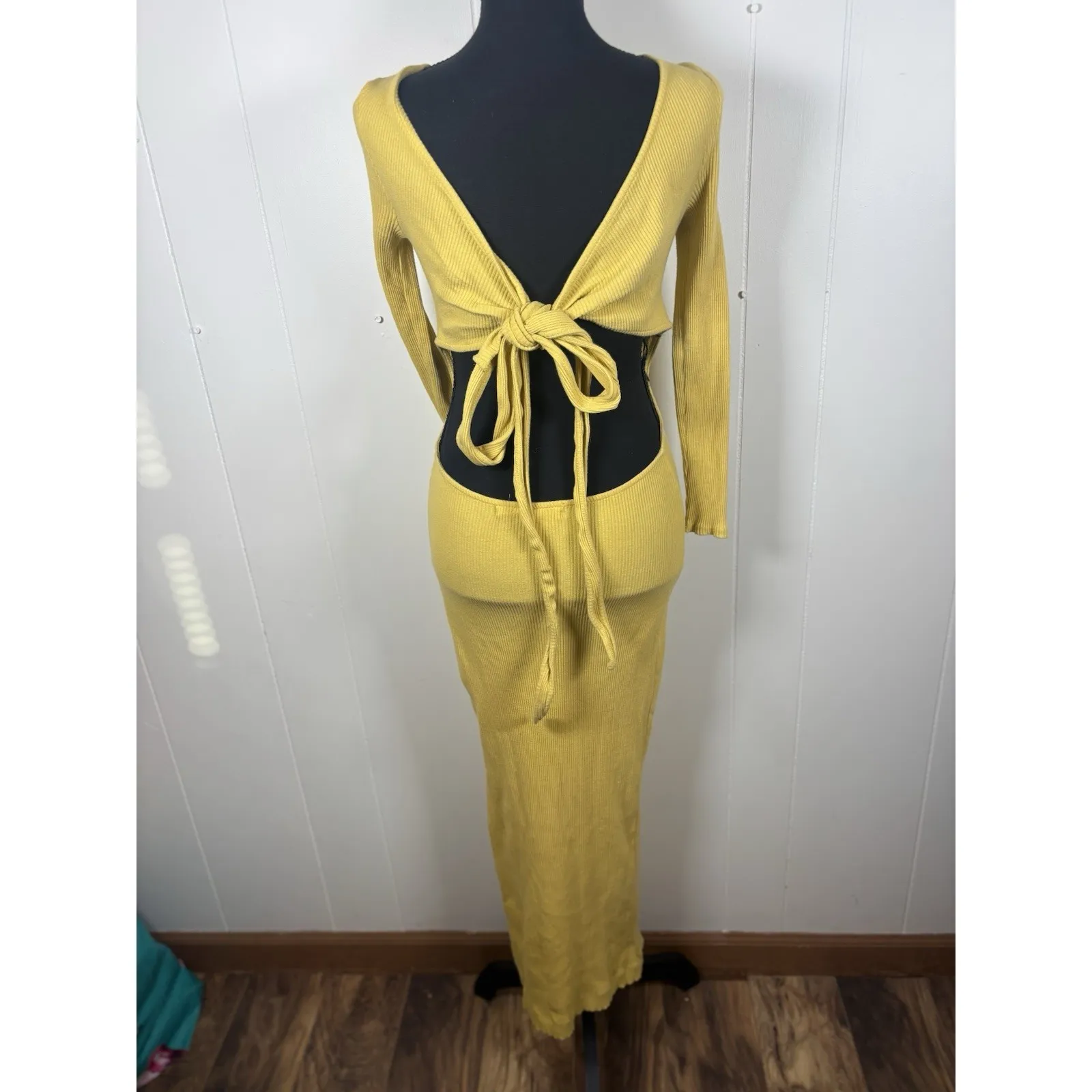 Free People Beach Last Minute Midi Dress In Yellow M Ribbed‎ Multi Wear Options - Image 4