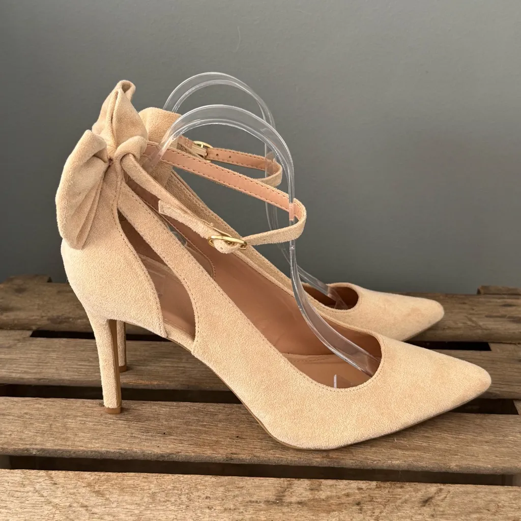 NEW ZBY Women’s Nude Suede Pointed Toe High Heels Size 9.5 A29 Tan - Image 8