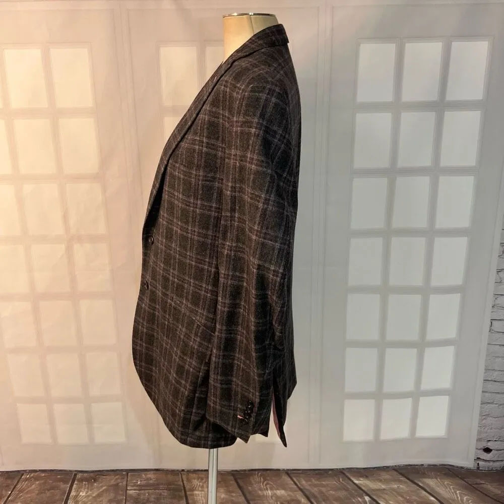 Holland & Sherry Gray Pink Plaid Sport Coat Size XL - Image 8