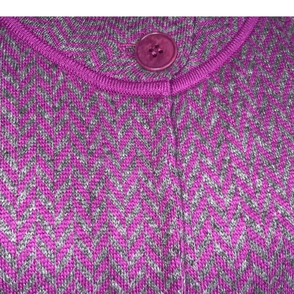Talbots Purple Chevron Open Front Angora Lambs Wool Cashmere Cardigan Sweater S - Image 8