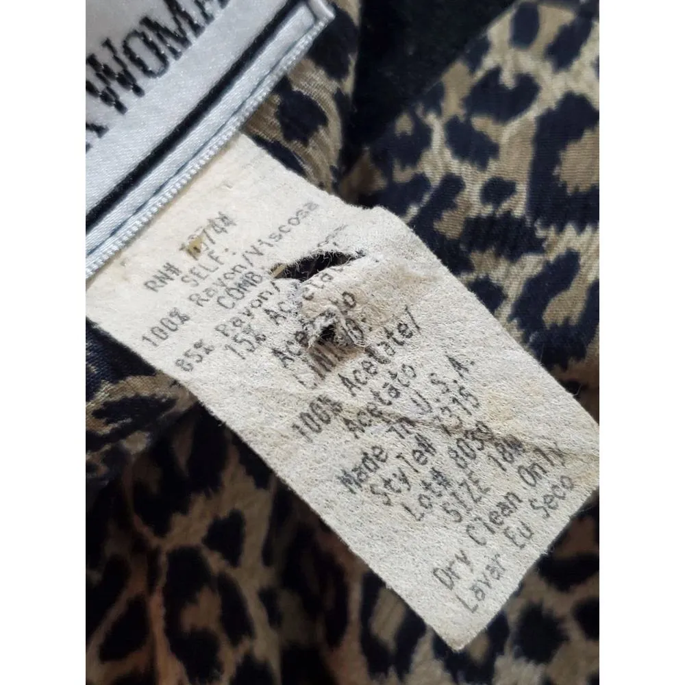 Vintage August Max Animal Print Rayon Half Sleeve Knee Length Dress Size 18 Black - Image 9