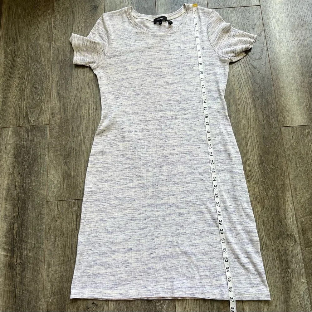 Theory Cherry B3 Stirling Rib Knit T Shirt Dress Size Large Grey Blue - Image 12